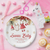Santa Baby Holiday Winter Christmas Baby Shower Pappteller (Party)