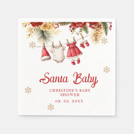 Santa Baby Holiday Winter Christmas Baby Shower Serviette