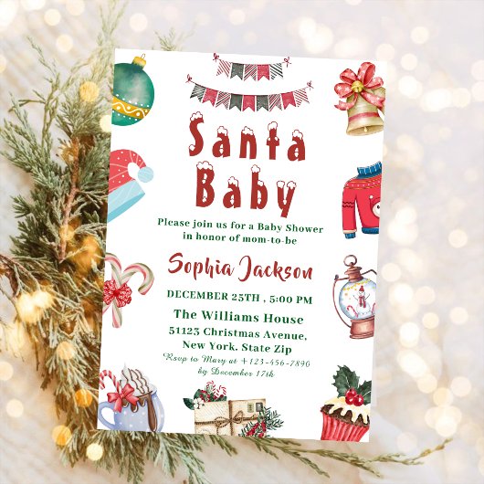 Santa Baby Holiday Winter Weihnachtsdusche Einladung