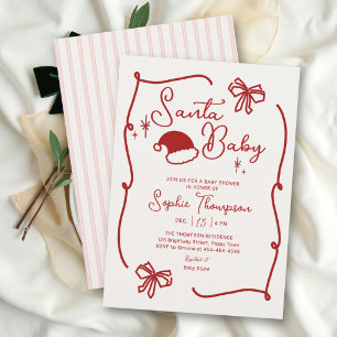 Santa Baby Hut Rot Doodle Weihnachten Baby Shower Einladung
