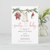 Santa Baby Kleidung alles in einer Babydusche Einladung (Stehend Vorderseite)