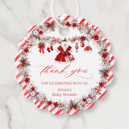 Santa Baby Kleidung Baby Dusche Danke Geschenkanhänger (Vorderseite)