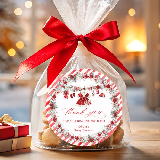 Santa Baby Kleidung Baby Dusche Danke Runder Aufkleber