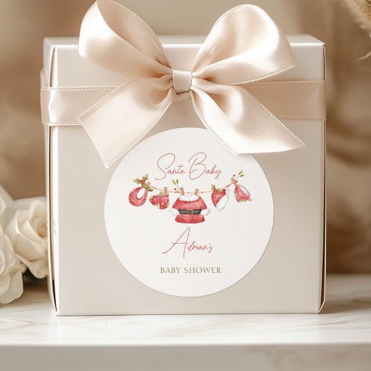 Santa Baby Kleidung Winter Boy Baby Dusche Runder Aufkleber