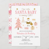 Santa Baby macht ONE, Girl Birthday Party Einladung (Vorne/Hinten)
