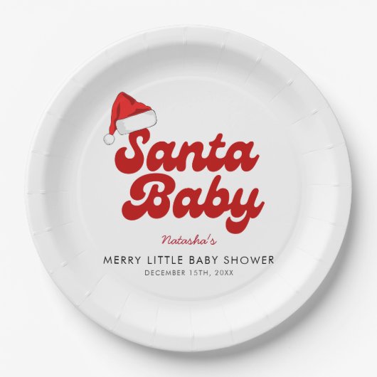 Santa Baby Merry Little Christmas Baby Dusche Pappteller (Vorderseite)