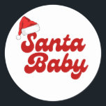 Santa Baby Merry Little Christmas Baby Dusche Runder Aufkleber<br><div class="desc">Das Design umfasst eine Babydusche mit dem Motto "Santa Baby" und einer niedlichen Weihnachtsmannmütze,  die sich perfekt für eine Babydusche eignet. Wenn Sie Hilfe bei der Anpassung des Produkts benötigen oder passende Produkte benötigen,  kontaktieren Sie mich bitte über Zazzle.</div>