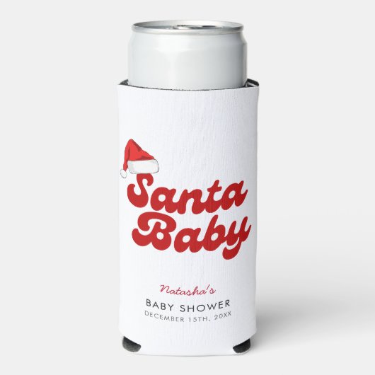 Santa Baby Merry Little Christmas Baby Dusche Selters Dosenkühler (Seltzer Vorderseite)