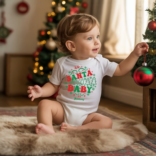 Santa Baby Personalisiert Retro Baby Strampler
