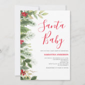 Santa Baby Pine Berry Weihnachtsdusche Einladung (Vorderseite)