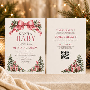 Santa Baby Pink Bow Babyparty-Einladung Einladung