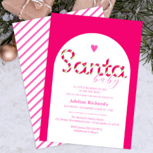 Santa Baby Pink Candy Cane Kinderdusche laden ein Einladung