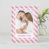 Santa Baby Pink Green Baby Dusche Vielen Dank Einladung (Stehend Vorderseite)