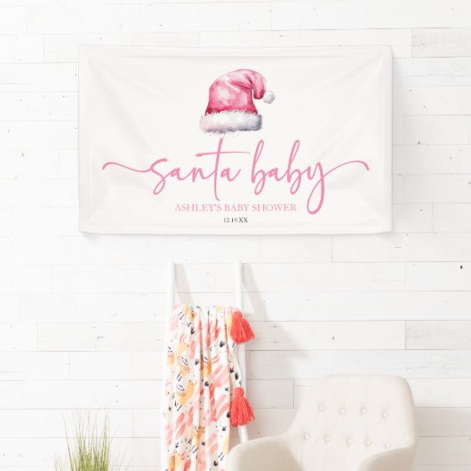 Santa Baby Pink Hat Weihnachtsferien Kinderdusche Banner (Insitu)