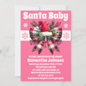 Santa Baby Pink Weihnachts Coquette Bow Babydusche Einladung (Vorderseite)