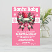 Santa Baby Pink Weihnachts Coquette Bow Babydusche Einladung (Stehend Vorderseite)