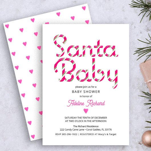 Santa Baby Pink Weihnachtsdusche Einladung