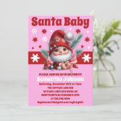 Santa Baby Pink Weihnachtsmädchen Babydusche Einladung (Stehend Vorderseite)
