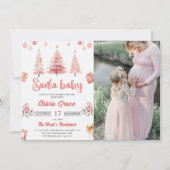 Santa Baby Pink Winter Tree Weihnachtsdusche Einladung (Vorderseite)