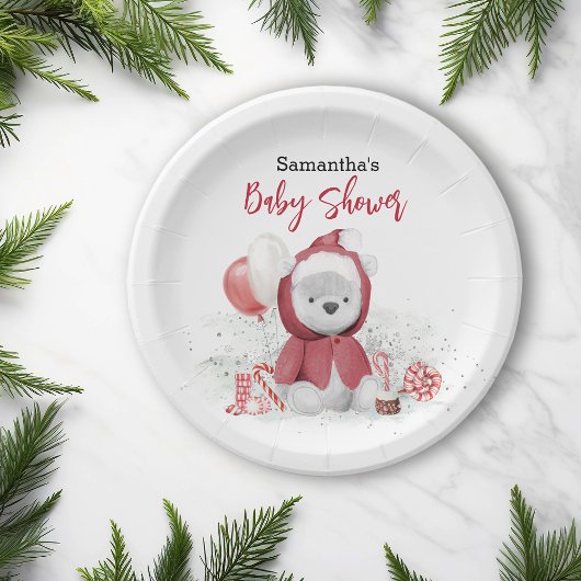 Santa Baby Polar Teddy Bear Weihnachten Pappteller