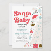 Santa Baby Red and Blue Weihnachtsdusche Einladung (Vorderseite)