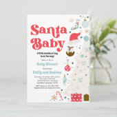 Santa Baby Red and Blue Weihnachtsdusche Einladung (Stehend Vorderseite)