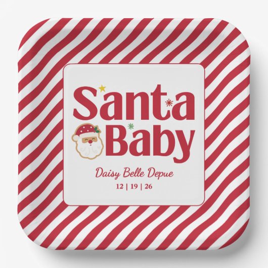 Santa Baby Red and Green Baby Dusche Pappteller (Vorderseite)