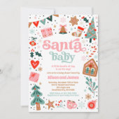 Santa Baby Red and Pink Weihnachtsdusche Einladung (Vorderseite)