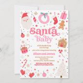 Santa Baby Red and Pink Weihnachtsdusche Einladung (Vorderseite)