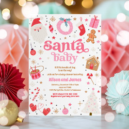 Santa Baby Red and Pink Weihnachtsdusche Einladung