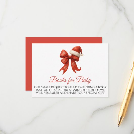 Santa Baby Red Bow Weihnachtsbücher für Baby Begleitkarte (Vorderseite/Rückseite Beispiel)