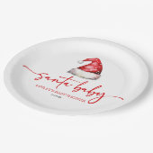 Santa Baby Red Hat Christmas Holiday Baby Shower Pappteller (Schrägansicht)
