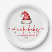Santa Baby Red Hat Christmas Holiday Baby Shower Pappteller (Vorderseite)