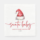 Santa Baby Red Hat Christmas Holiday Baby Shower Serviette (Vorderseite)