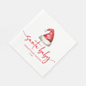 Santa Baby Red Hat Christmas Holiday Baby Shower Serviette (Ecke)