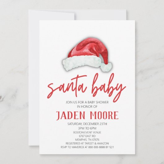 Santa Baby Red Hat Weihnachtsdusche Einladung (Vorderseite)