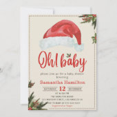 Santa Baby Red Hat Weihnachtsferien Kinderdusche Einladung (Vorderseite)