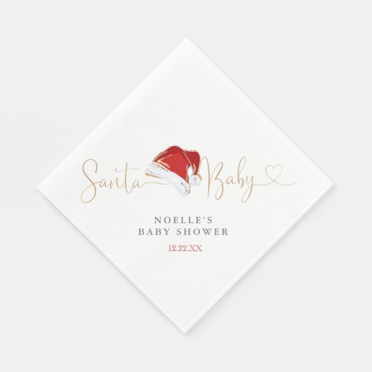 Santa Baby Red Santa Hat Baby Shower Serviette (Ecke)