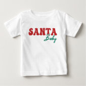 Santa Baby Red und Green Script Weihnachten Baby T-shirt (Vorderseite)