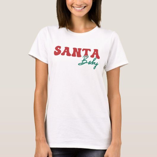 Santa Baby Red und Green Script Weihnachten T-Shirt (Vorderseite)