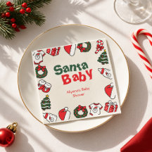 Santa Baby Rot Grün Weihnachts-Baby-Shower-Mitgebs