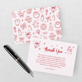 Santa Baby Rot Pink Baby Shower Dankeskarte