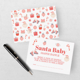 Santa Baby Rot Pink Baby Shower Windel-Raffle Begleitkarte