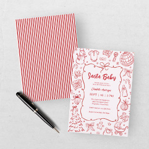 Santa Baby Rot Pink Weihnachts-Baby-Party Einladung
