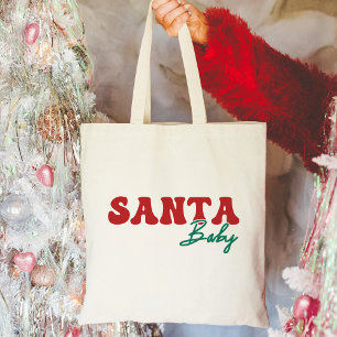 Santa Baby   Rote und grüne Typografie Weihnachten Tragetasche