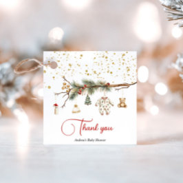 Santa Baby Rustic Winter Greenery Babydusche Geschenkanhänger