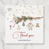 Santa Baby Rustic Winter Greenery Babydusche Geschenkanhänger (Vorderseite)