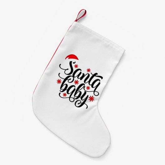 Santa Baby Schwangerschaft Ankündigung Weihnachten Kleiner Weihnachtsstrumpf (Vorderansicht (hängend))