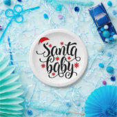 Santa Baby Schwangerschaft Ankündigung Weihnachten Pappteller (Party)