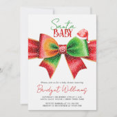 Santa Baby shower bow and Santa hat Christmas Einladung (Vorderseite)